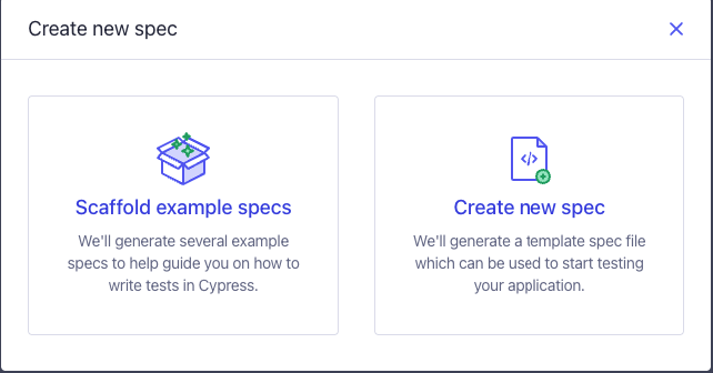 Cypress Create New Spec