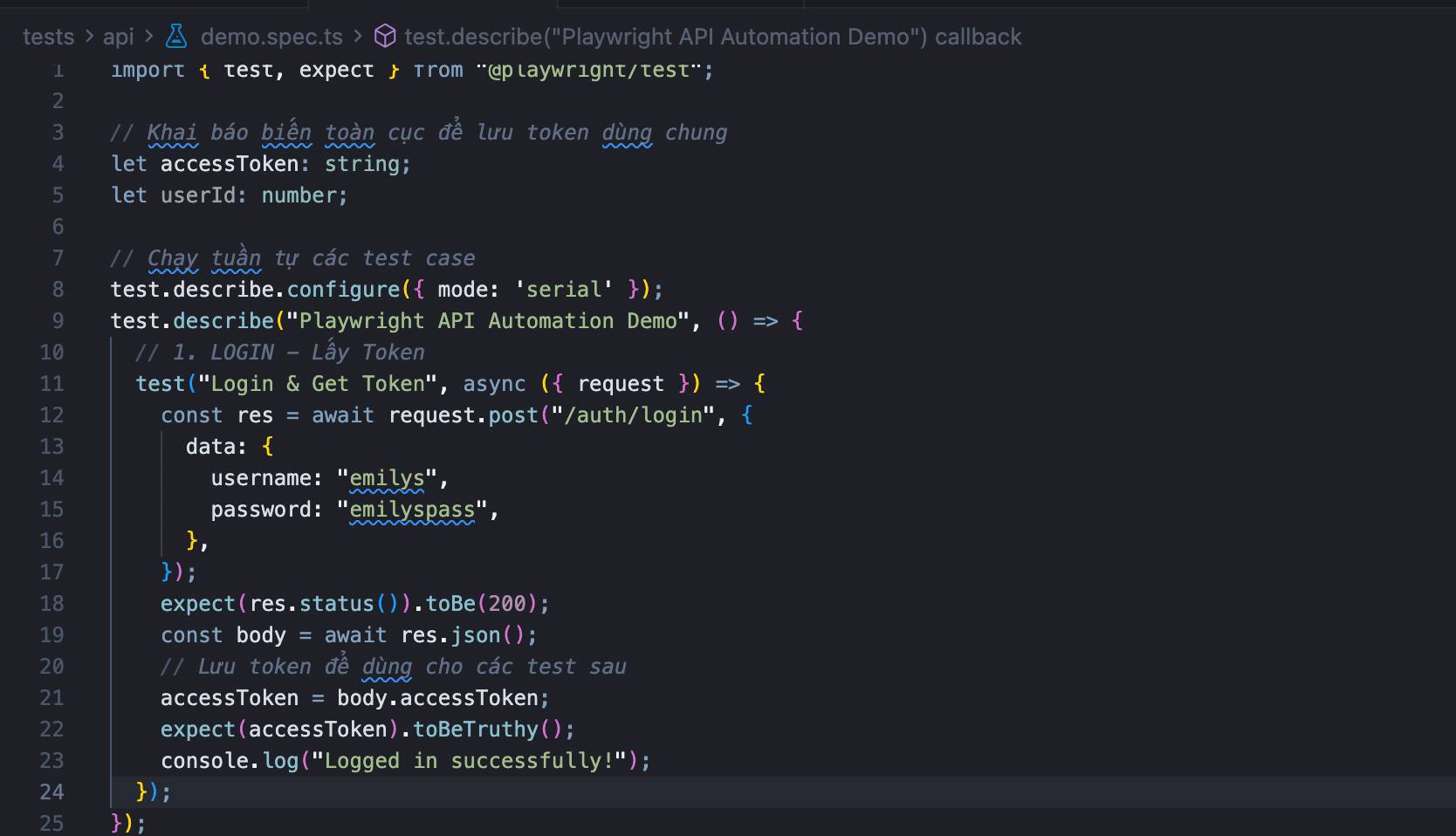 Cách lấy API token bằng Playwright