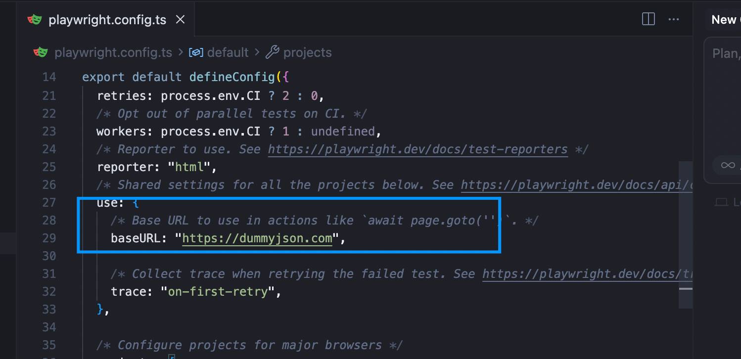 Playwright DummyJson baseURL for demo project